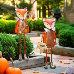 Plow & Hearth Garden Statues>Fall Fox Metal Statuary, Set of 2