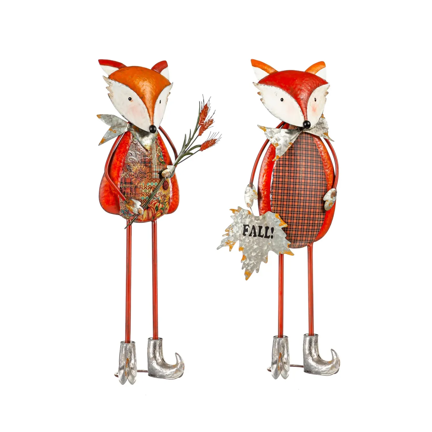 Plow & Hearth Garden Statues>Fall Fox Metal Statuary, Set of 2