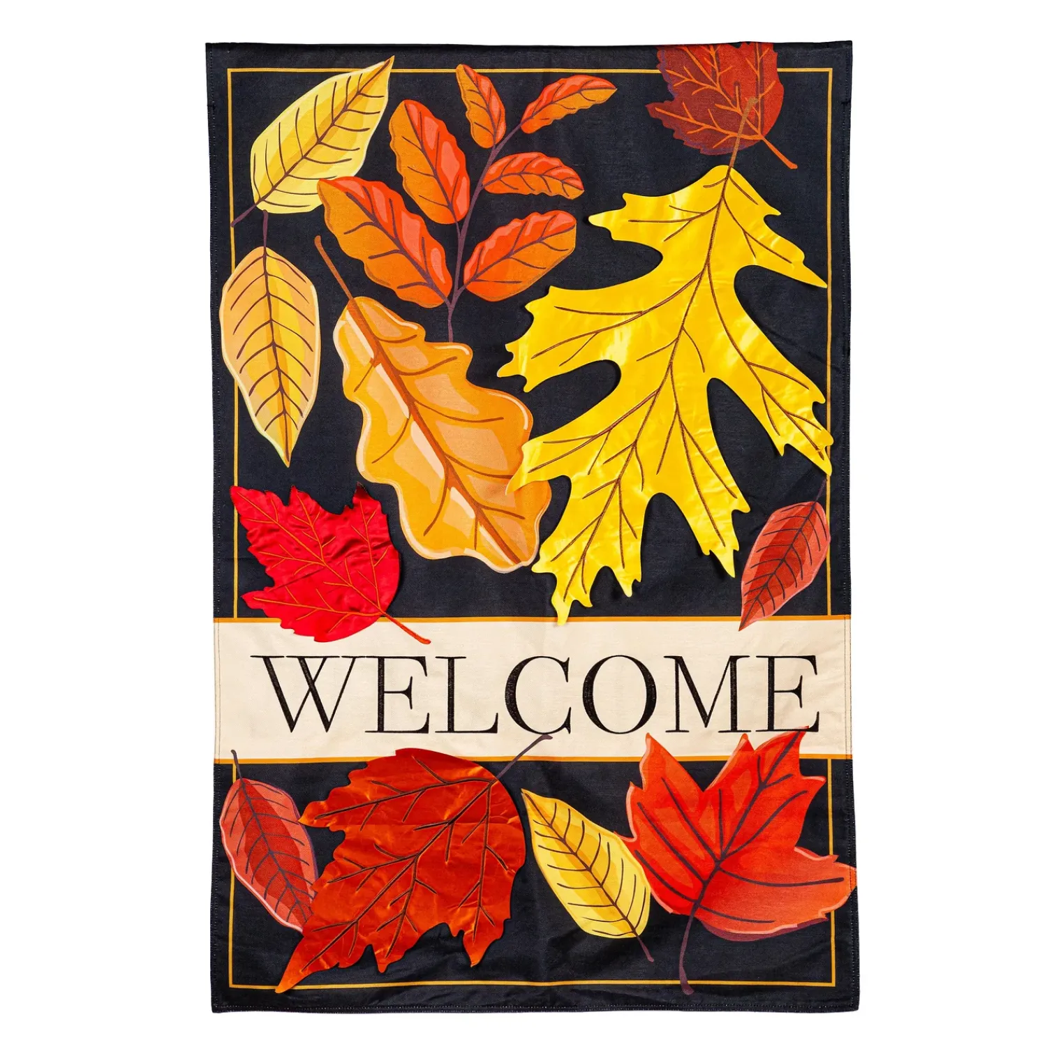Plow & Hearth House & Estate Flags>Fall Leaves Welcome Estate Flag