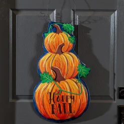Plow & Hearth Fabric Door Hangers>Fall Stacked Pumpkin/Winter Snowman Double Sided Estate Door Décor