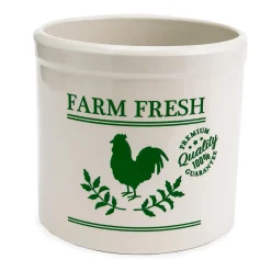 Plow & Hearth Planters & Plant Stands>Farm Fresh Rooster Stoneware Crock