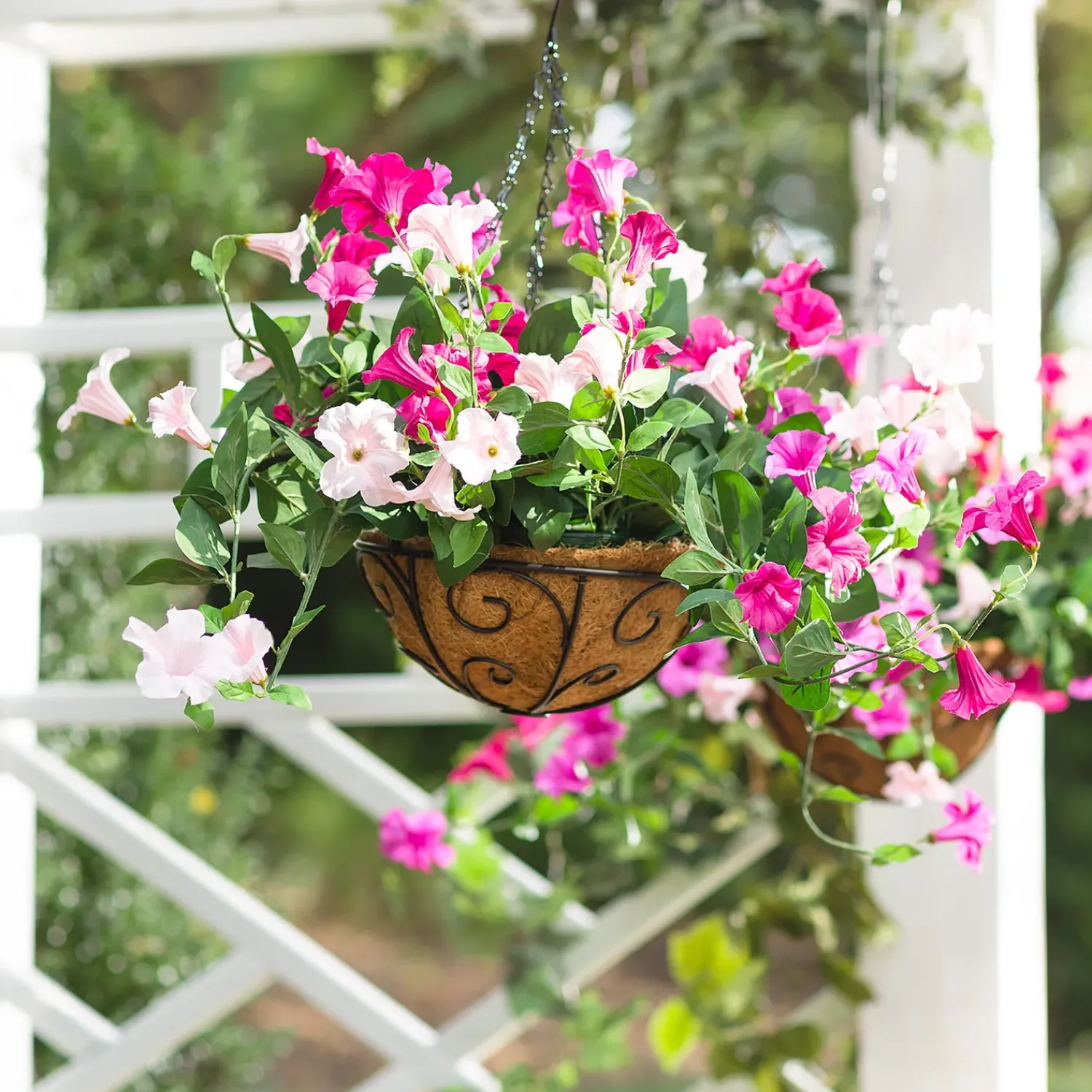Plow & Hearth Planters & Plant Stands|Faux Flowers & Plants>Faux Petunia Hanging Basket