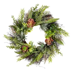 Plow & Hearth Wreaths|Faux Flowers & Plants>Faux Succulent and Fern Wreath