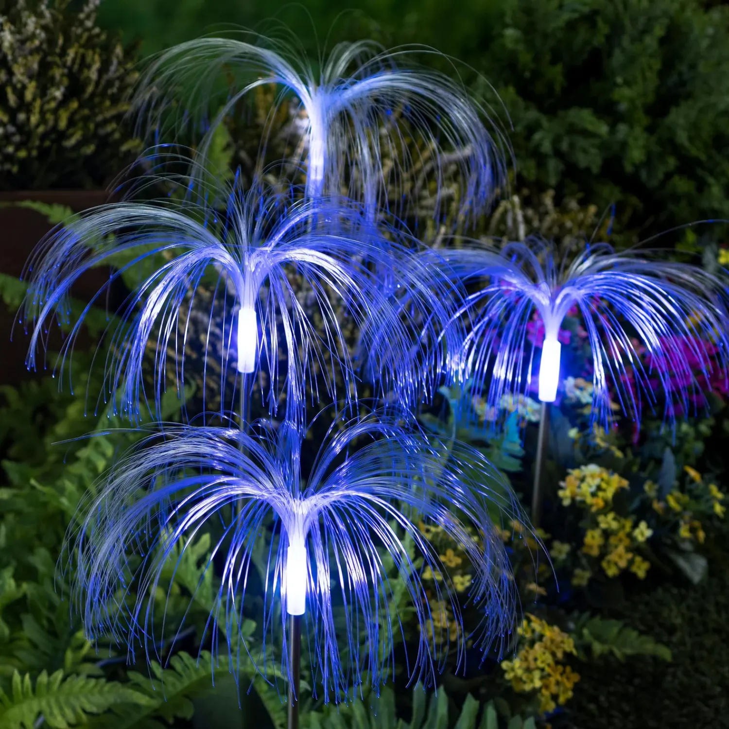 Plow & Hearth Garden Stakes|Solar Accents>Fiber Optic Garden Stake with RGB Lights, Set of 4