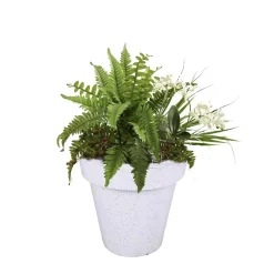 Plow & Hearth Solar Accents|Planters & Plant Stands>Fiberglass Outdoor Planter with Solar Lights White