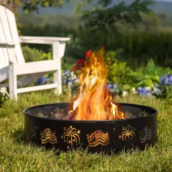 Plow & Hearth Fire Pits|Fire Pits>Flags and Fireworks Metal Fire Ring