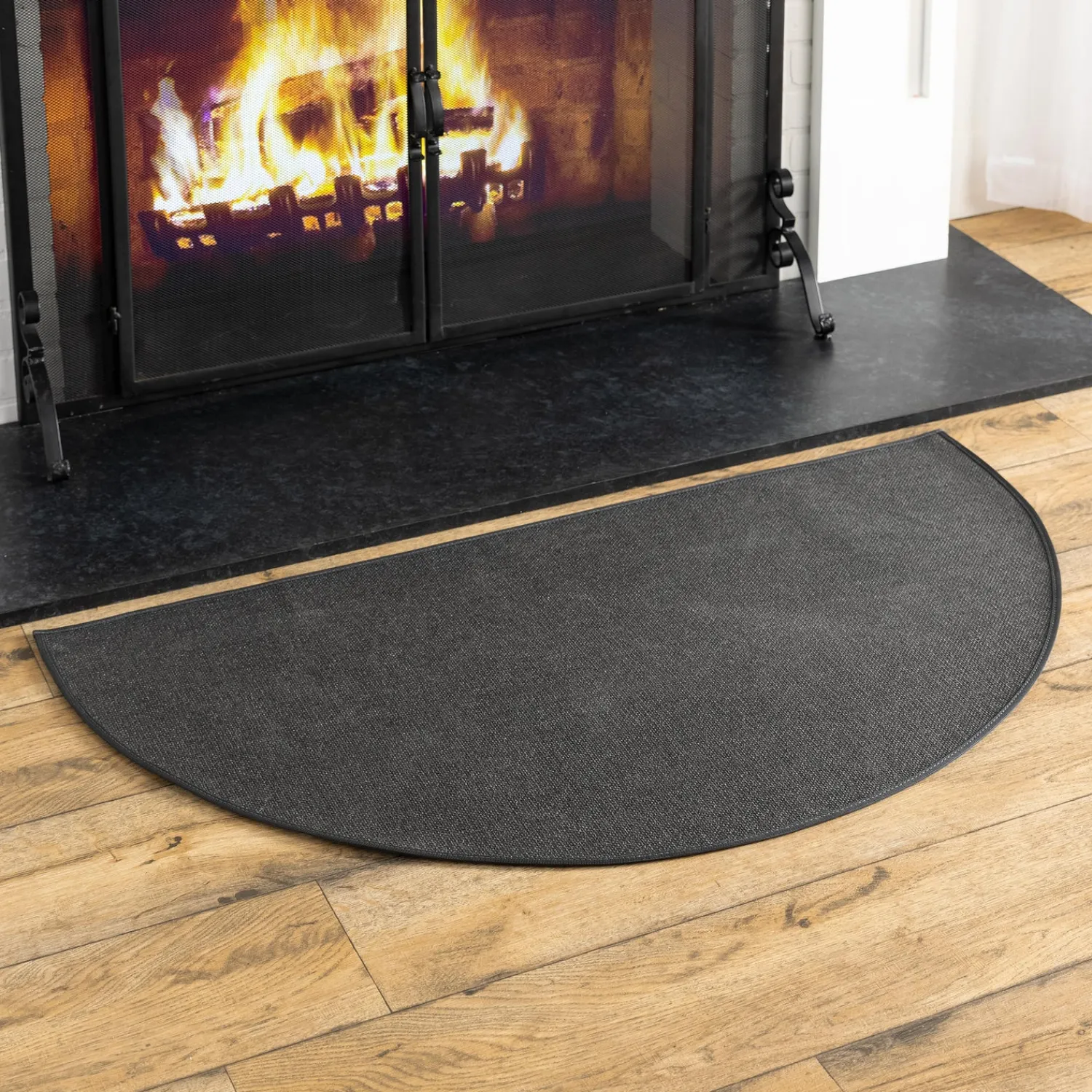Plow & Hearth Hearth Rugs|Hearth Rugs>Flame Resistant Fiberglass Half Round Hearth Rug, 27" x 48"