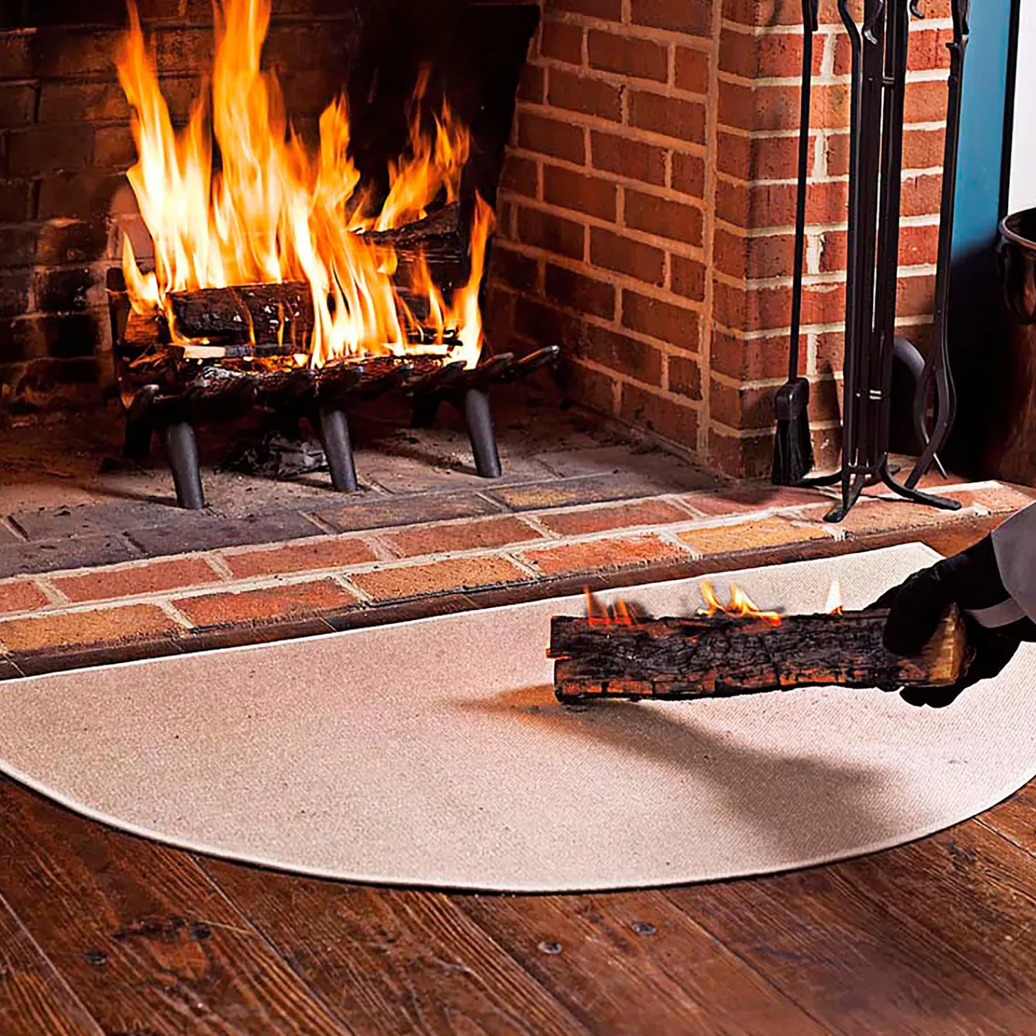 Plow & Hearth Hearth Rugs|Hearth Rugs>Flame Resistant Fiberglass Half Round Hearth Rug, 27" x 48"