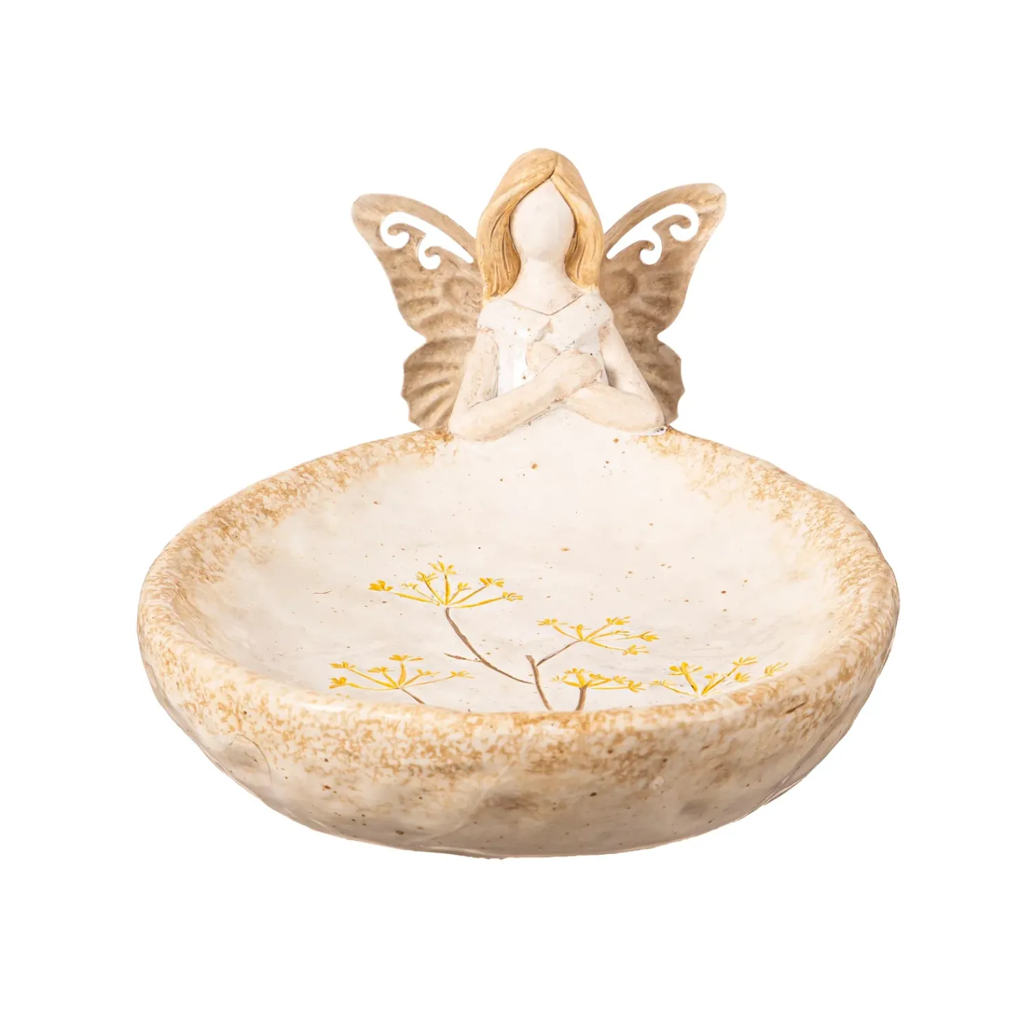 Plow & Hearth Decorative Accents>Floral Angel Ceramic Decorative Dish, 8.5"