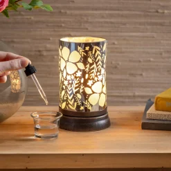 Plow & Hearth Decorative Accents|Candles & Lanterns>Floral Aromatherapy Oil Warmer, 7"H