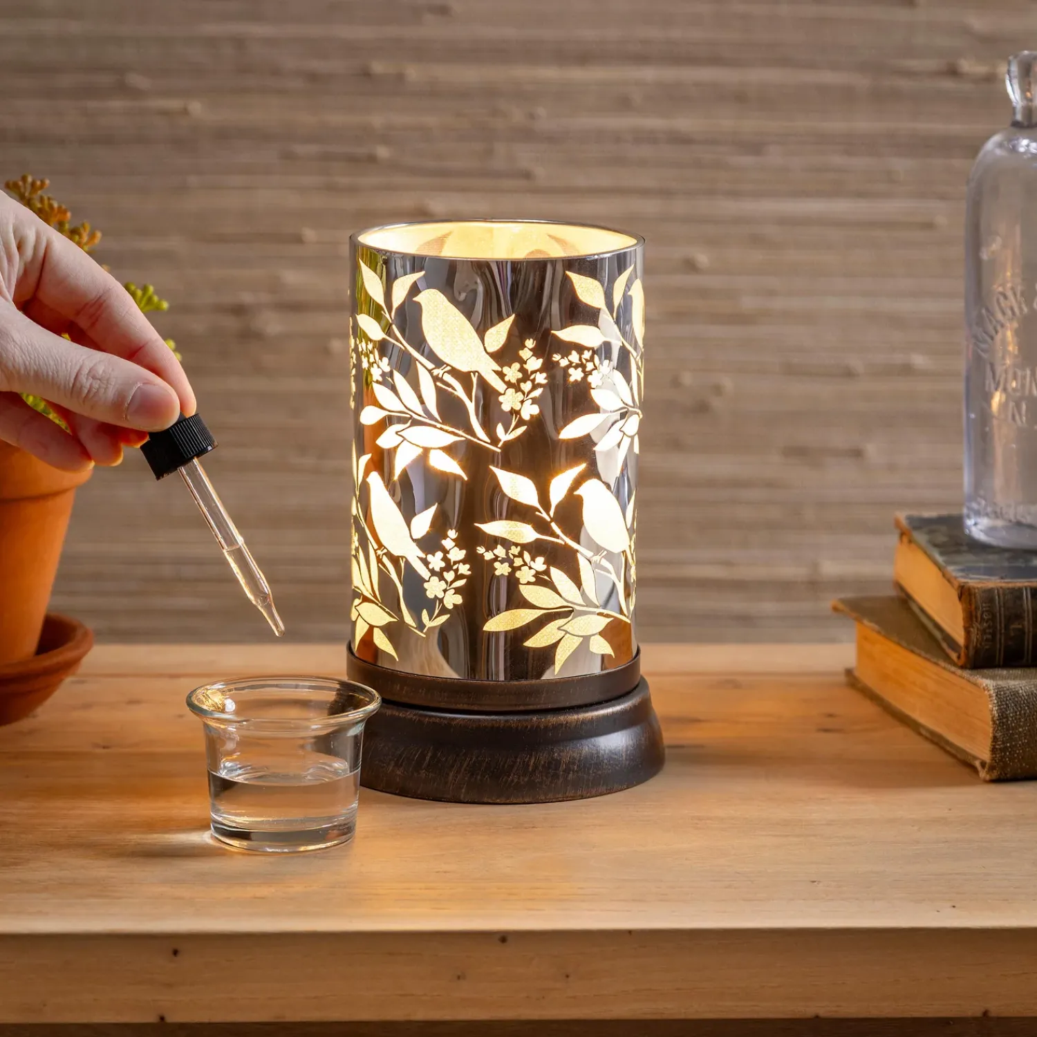 Plow & Hearth Decorative Accents|Candles & Lanterns>Floral Bird Aromatherapy Oil Warmer, 7"H