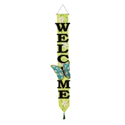 Plow & Hearth Fabric Door Hangers>Floral Butterfly Welcome Door Banner with 3D Butterfly