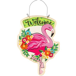 Plow & Hearth Fabric Door Hangers>Floral Flamingo Welcome Estate Door Décor