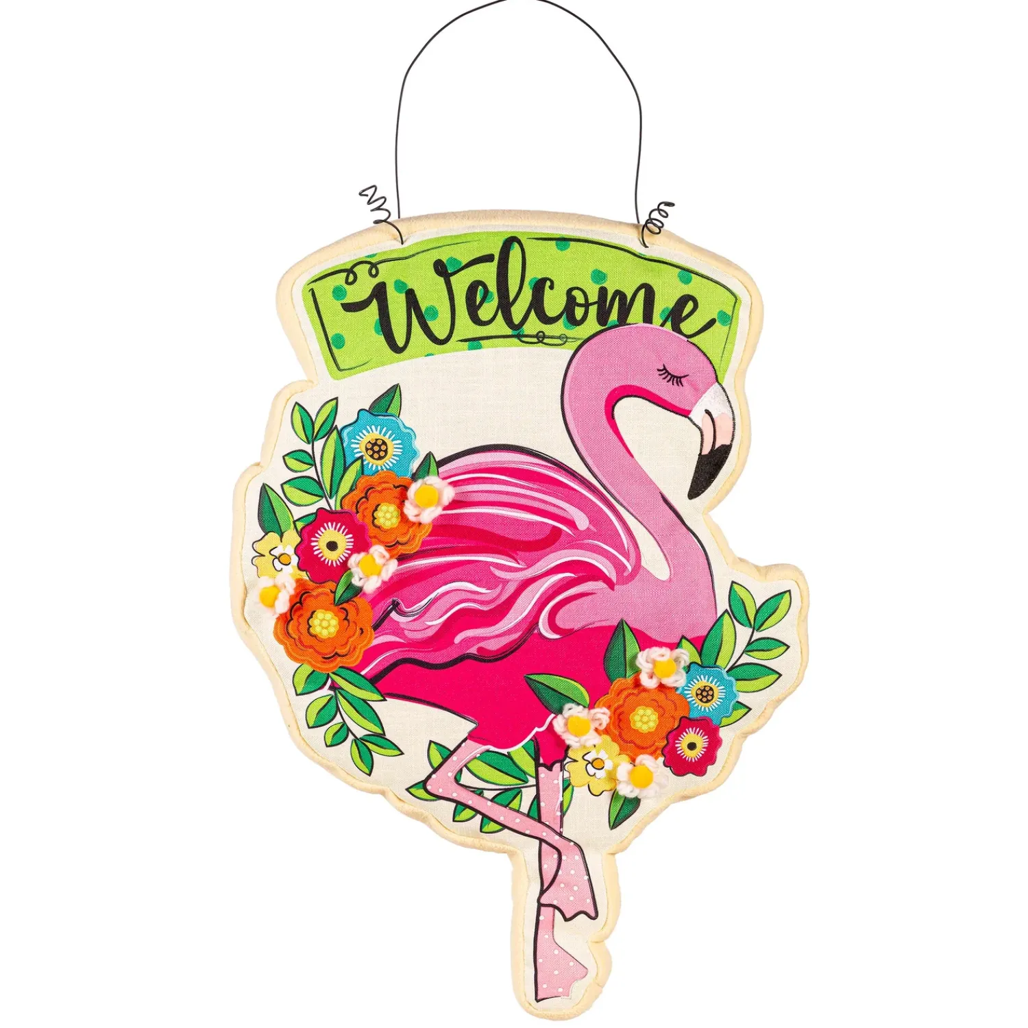 Plow & Hearth Fabric Door Hangers>Floral Flamingo Welcome Estate Door Décor