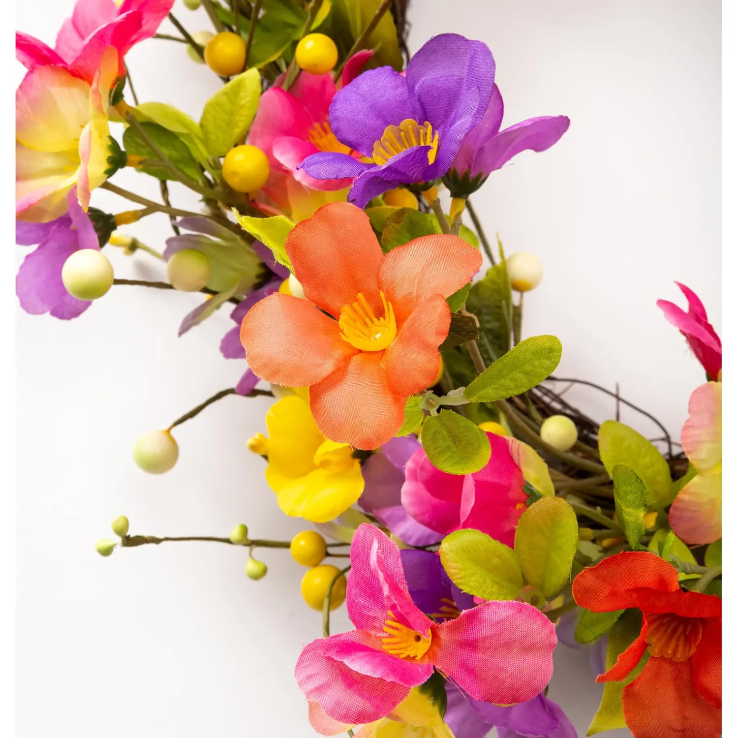 Plow & Hearth Wreaths|Faux Flowers & Plants>Floral Watercolor Wreath with Faux Pansies and Violets