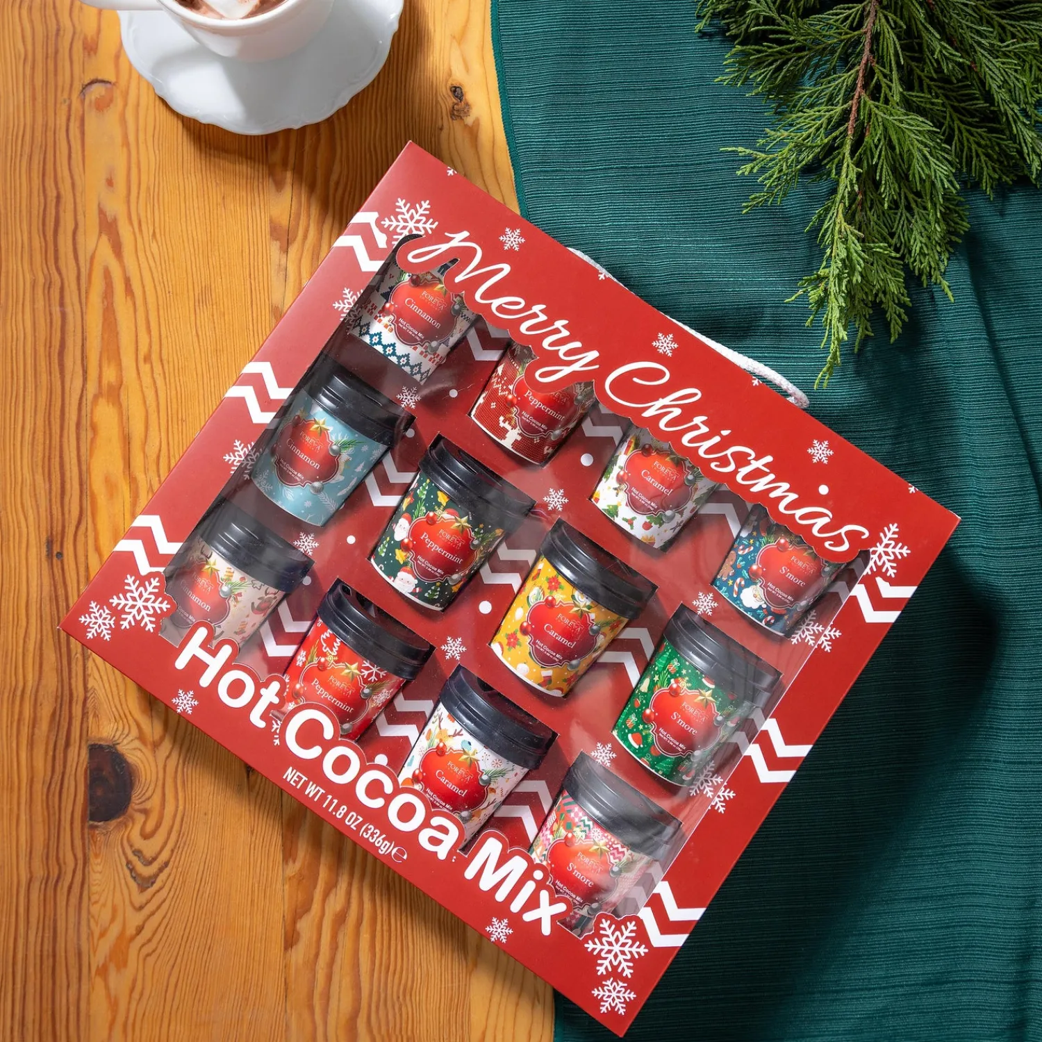 Plow & Hearth Gourmet Snacks & Nuts>Foreva Chocolate Merry Christmas Hot Chocolate Mix, 12 Count