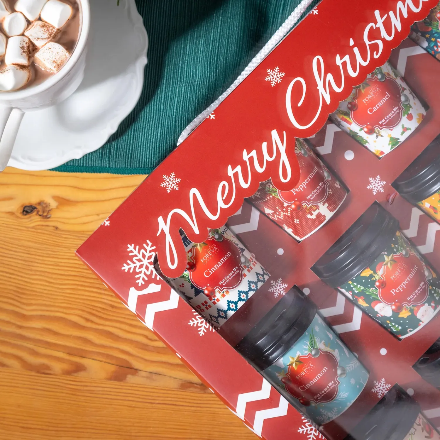 Plow & Hearth Gourmet Snacks & Nuts>Foreva Chocolate Merry Christmas Hot Chocolate Mix, 12 Count