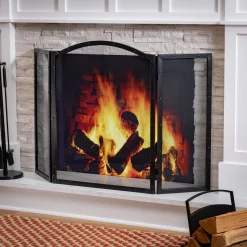 Plow & Hearth Tri-Panel Fireplace Screens>Fortuna Tri-Fold Fireplace Screen