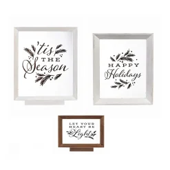 Plow & Hearth Wall Art>Framed Christmas Wishes Holiday Accents, Set of 3