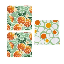 Plow & Hearth Kitchen Linens>Fruit Mosaic Quick Dry Dish Cloth, Set of 3, 10" x 10"