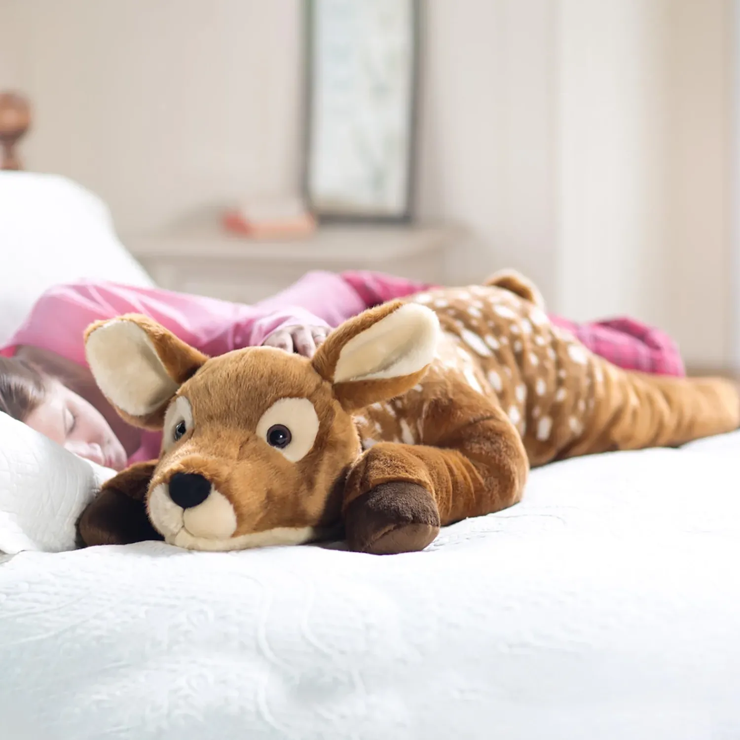 Plow & Hearth Decorative Pillows>Fuzzy Spotted Fawn Plush Cuddle Animal Body Pillow