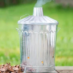 Plow & Hearth Garden Tools & Supplies|Outdoor Clean Up>Galvanized Metal Garden/Home Incinerator Waste Can
