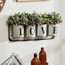 Plow & Hearth Outdoor Wall Art|Chests & Storage Cabinets>Galvanized Metal Wall Pockets "LOVE"