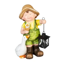 Plow & Hearth Garden Statues>Garden Boy With Duck Pal Statue, 14"H