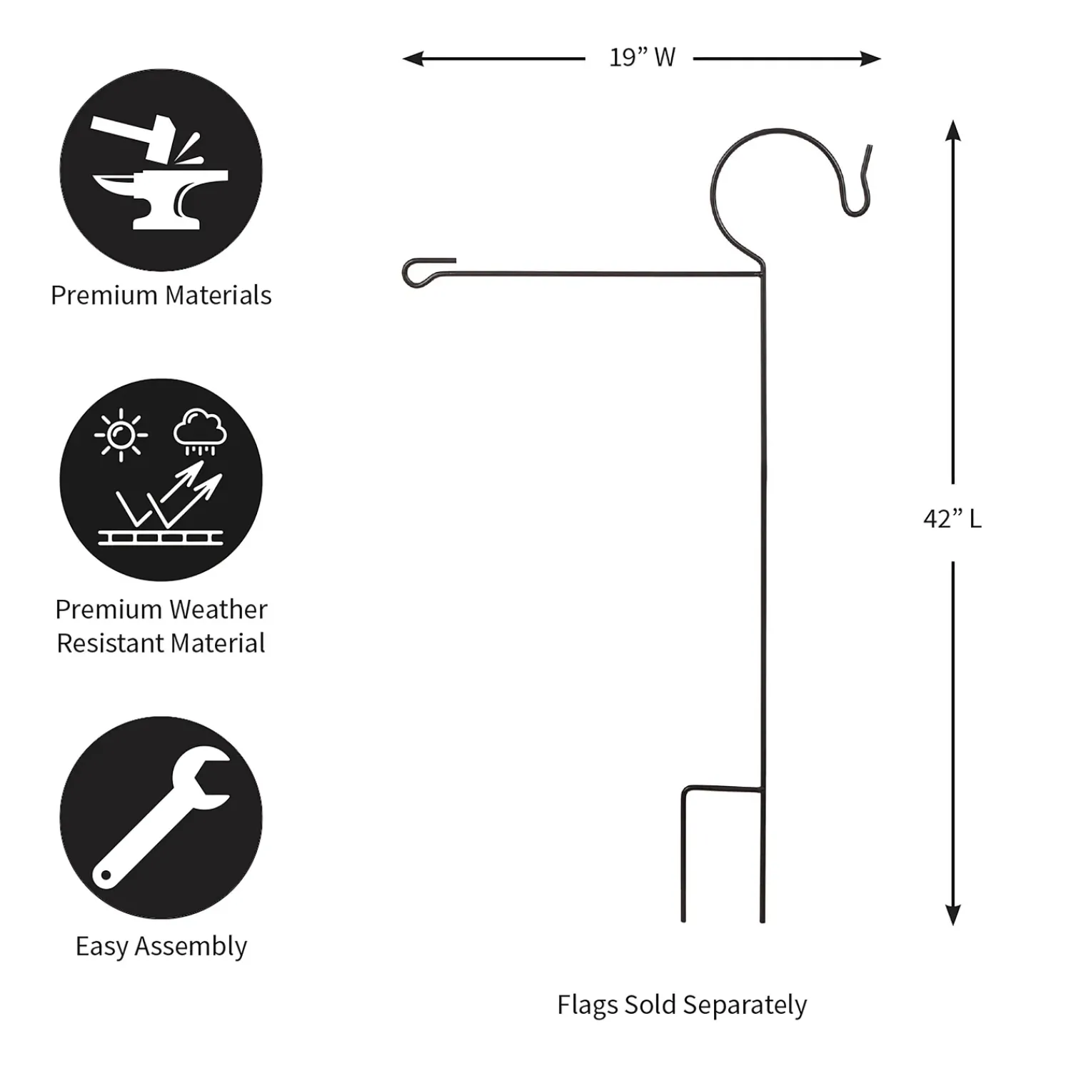 Plow & Hearth Flag Accessories>Garden Flag Stand with Shepherd’s Hook
