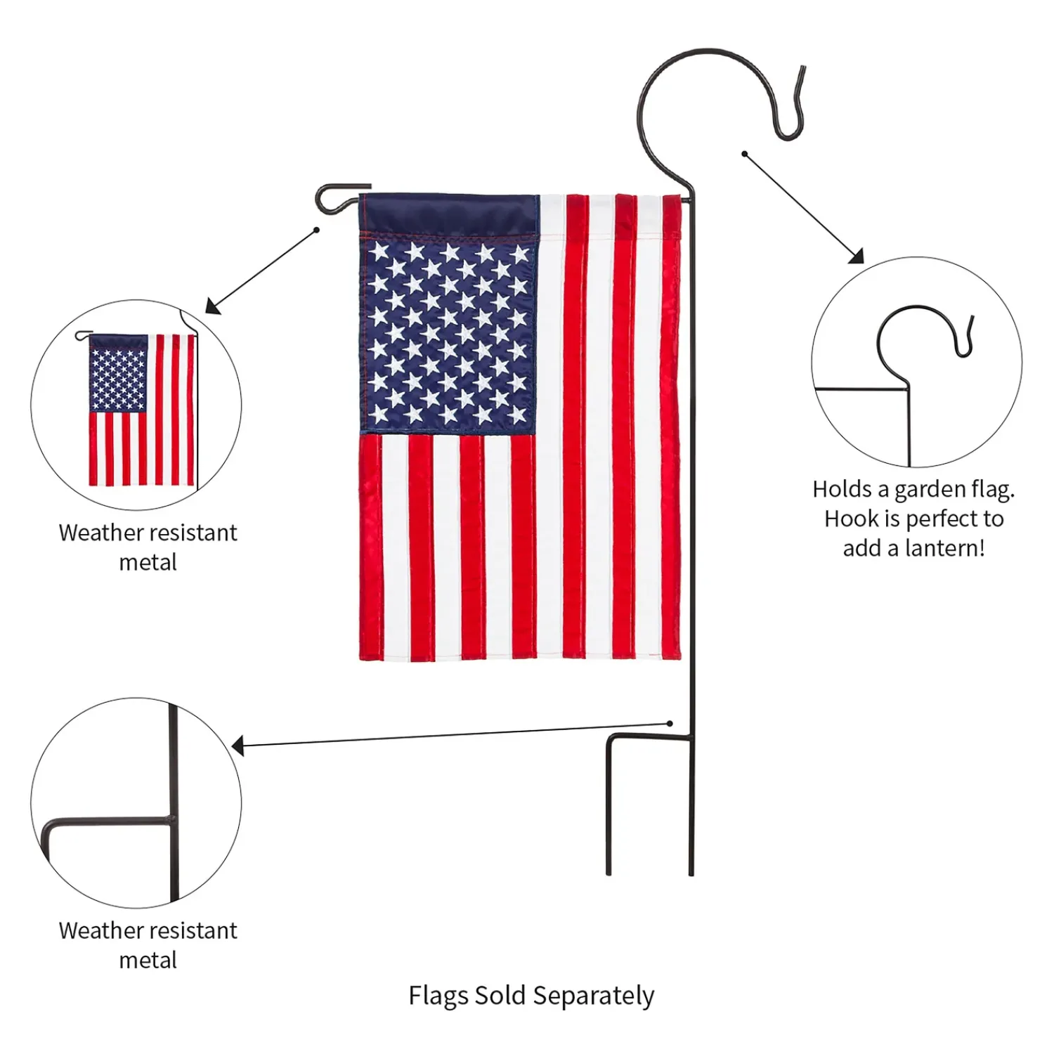 Plow & Hearth Flag Accessories>Garden Flag Stand with Shepherd’s Hook