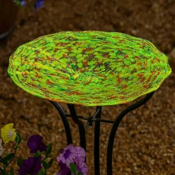 Plow & Hearth Birdbaths>GID Glass Bird Bath, 15"H, Yellow