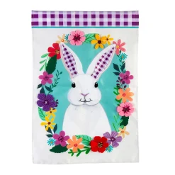 Plow & Hearth Garden Flags>Gingham Bunny Applique Garden Flag