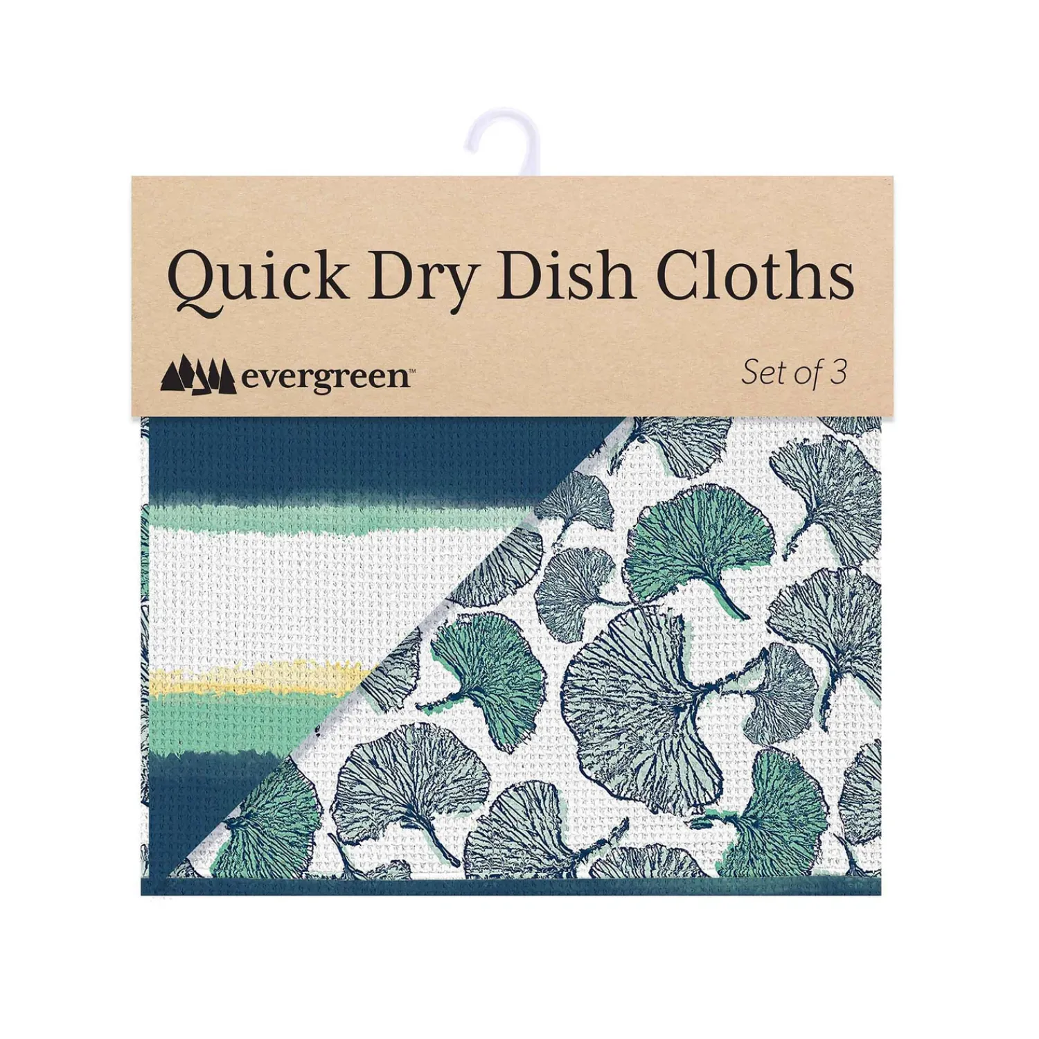 Plow & Hearth Kitchen Linens>Ginkgo Blue Quick Dry Dish Cloth, Set of 3, 10" x 10"