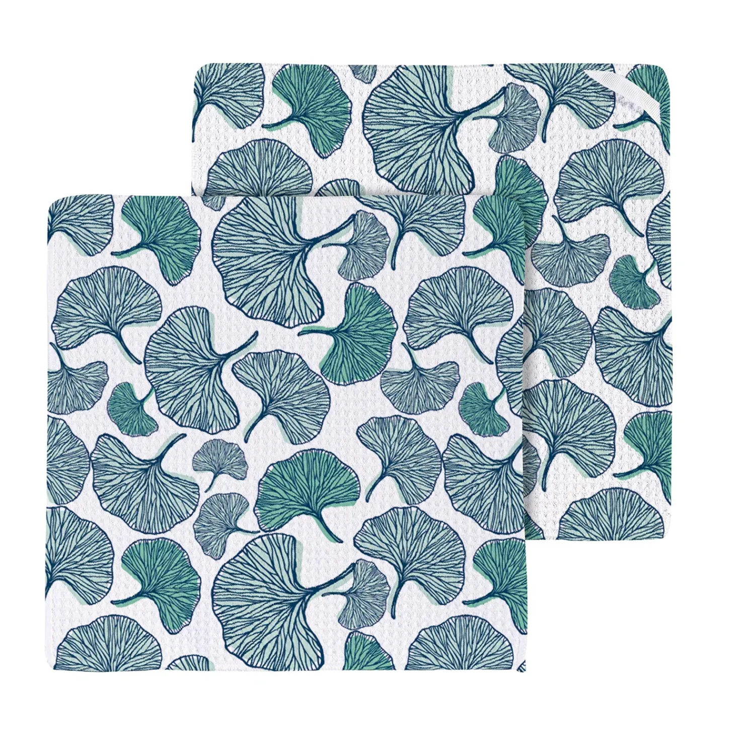 Plow & Hearth Kitchen Linens>Ginkgo Blue Quick Dry Dish Cloth, Set of 3, 10" x 10"