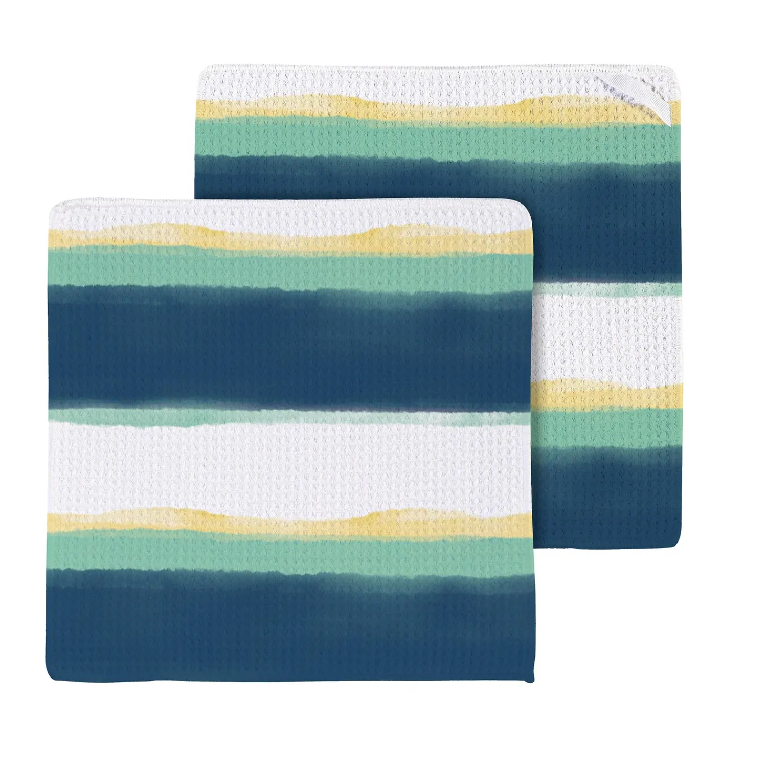 Plow & Hearth Kitchen Linens>Ginkgo Blue Quick Dry Dish Cloth, Set of 3, 10" x 10"