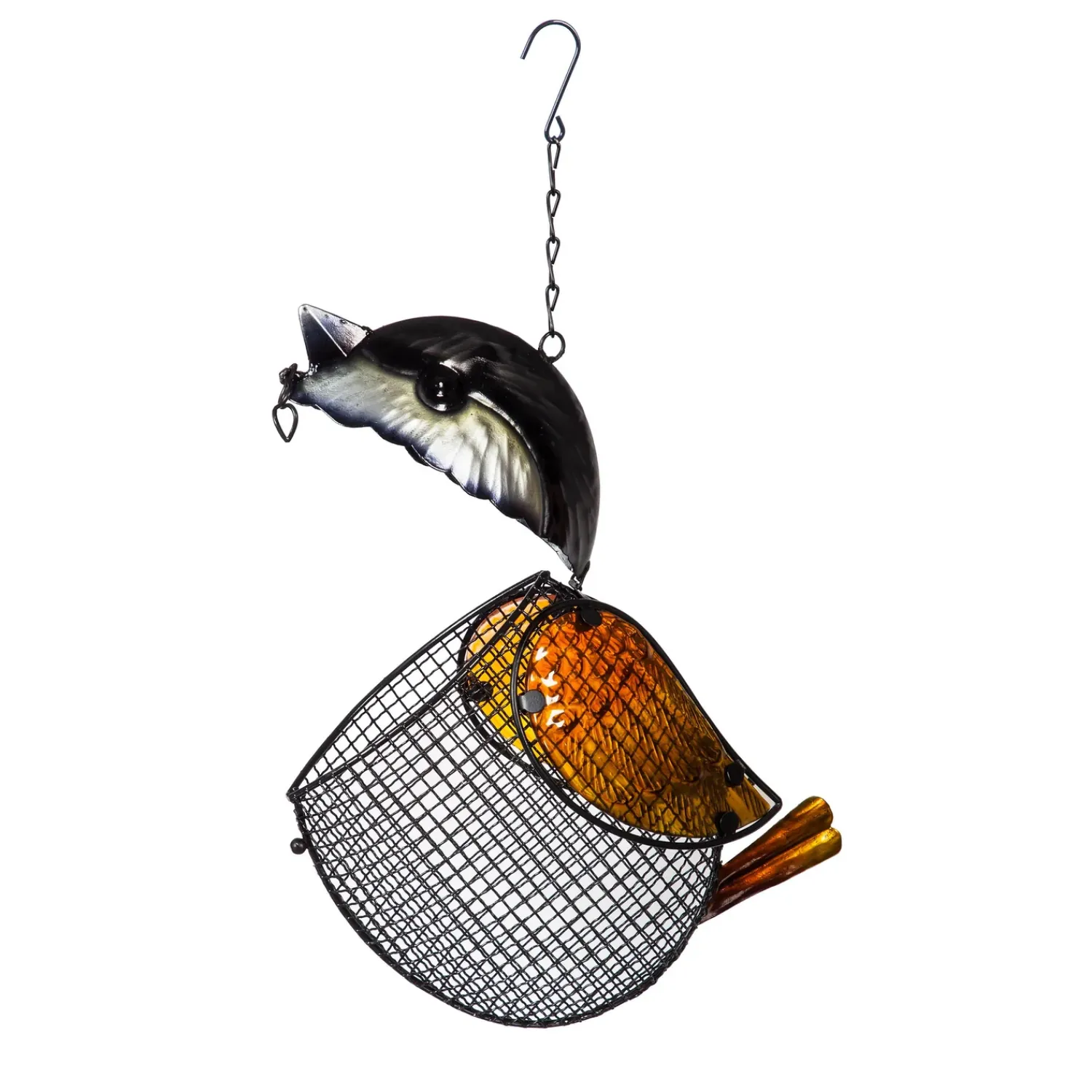 Plow & Hearth Bird Feeders>Glass Chickadee Hanging Mesh Bird Feeder