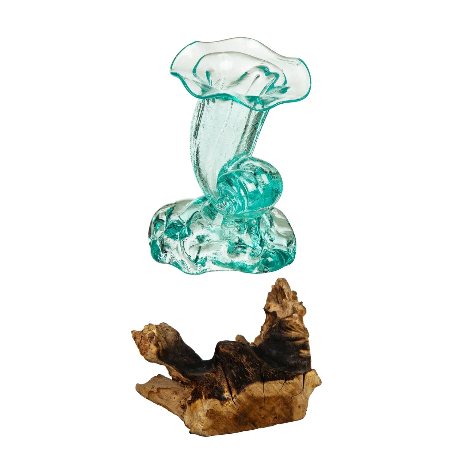Plow & Hearth Decorative Accents|Planters & Vases>Glass Shell Vase On Driftwood