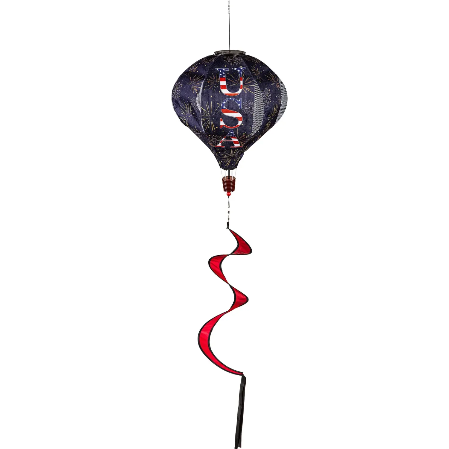 Plow & Hearth Wind Spinners>God Bless the USA Solar Lit Balloon Spinner