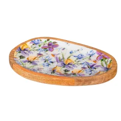 Plow & Hearth Serveware>Golden Lilac Irregular Shaped Wood Serving Tray, 12"L