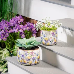 Plow & Hearth Planters & Plant Stands>Golden Lilac Metal Planters, Set of 2