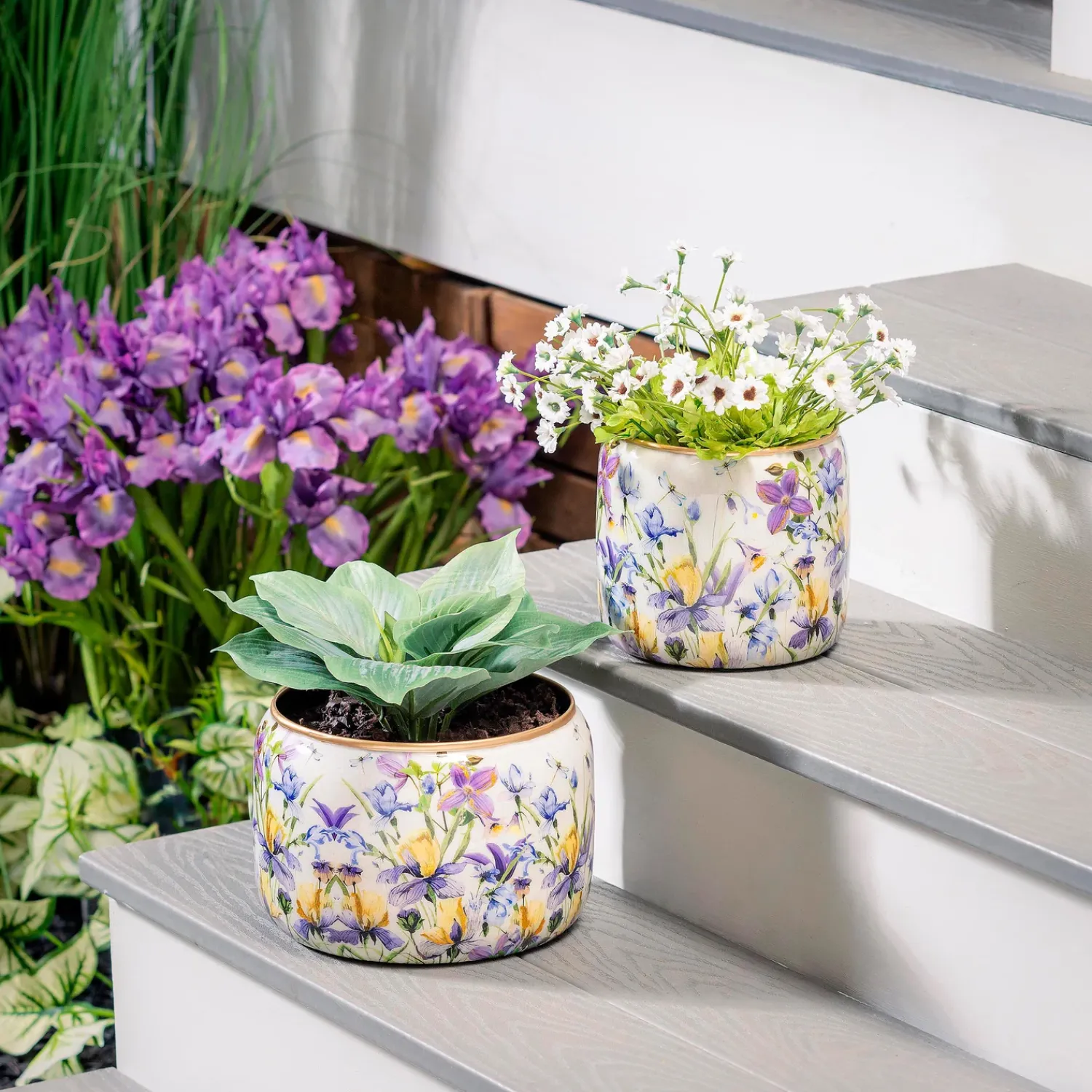 Plow & Hearth Planters & Plant Stands>Golden Lilac Metal Planters, Set of 2