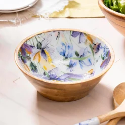 Plow & Hearth Plates & Platters|Serveware>Golden Lilac Wood Bowl, 7.75"L