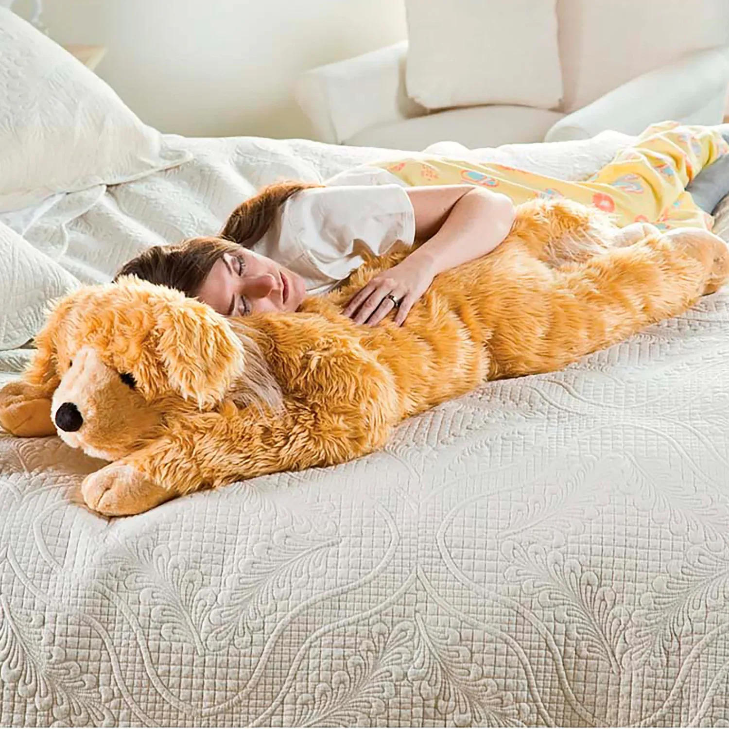 Plow & Hearth Decorative Pillows|Pet Products>Golden Retriever Plush Cuddle Animal Body Pillow