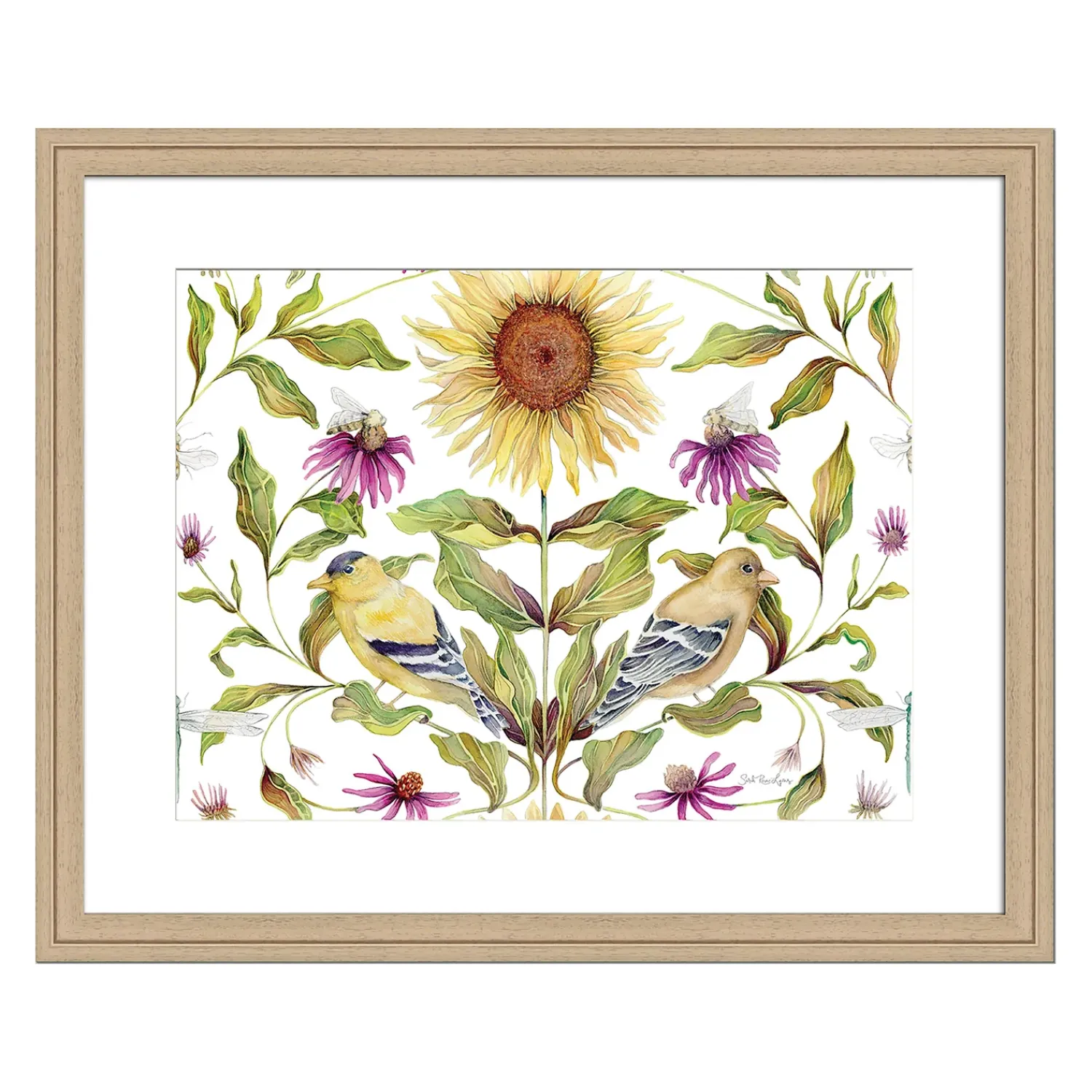Plow & Hearth Wall Art>Goldfinches Framed Wall Art Painting