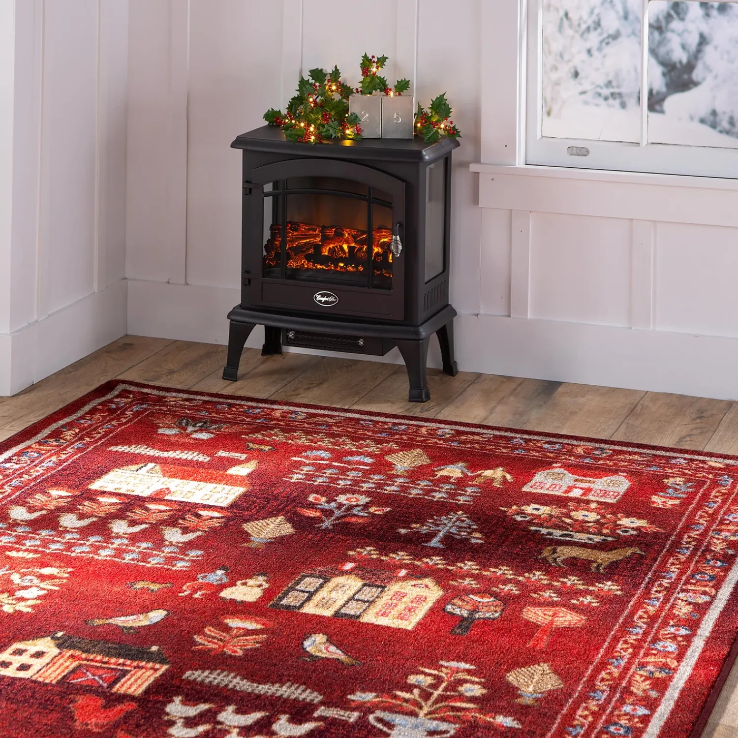 Plow & Hearth Area Rugs>Grafton EnduraStran Folk Art Rug, 5'4" x 7'8"