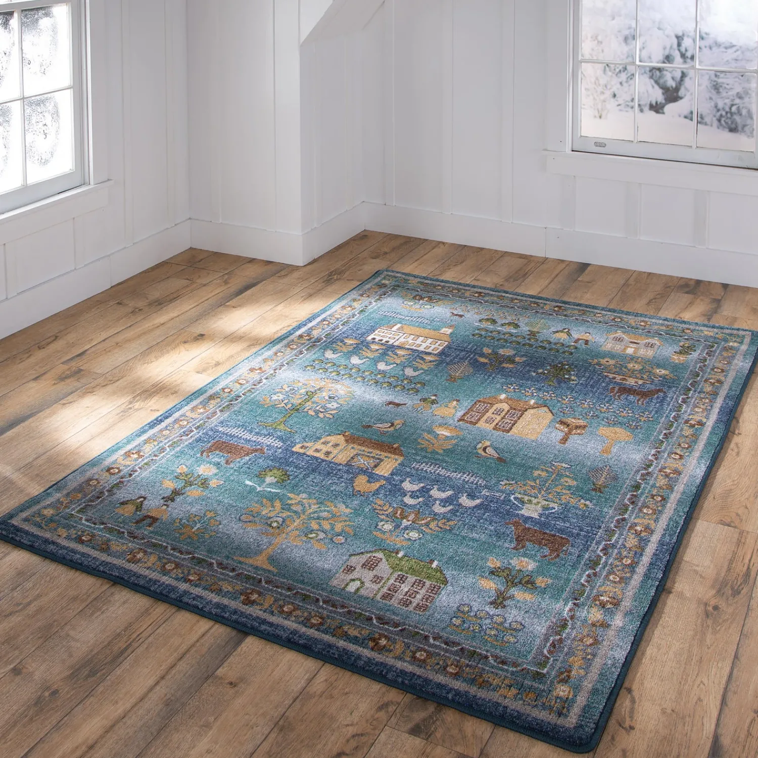 Plow & Hearth Area Rugs>Grafton EnduraStran Folk Art Rug, 5'4" x 7'8"