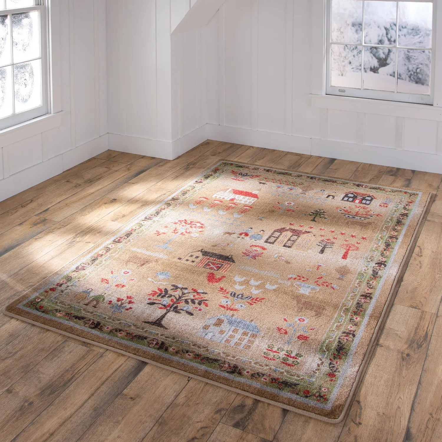Plow & Hearth Area Rugs>Grafton EnduraStran Folk Art Rug, 5'4" x 7'8"