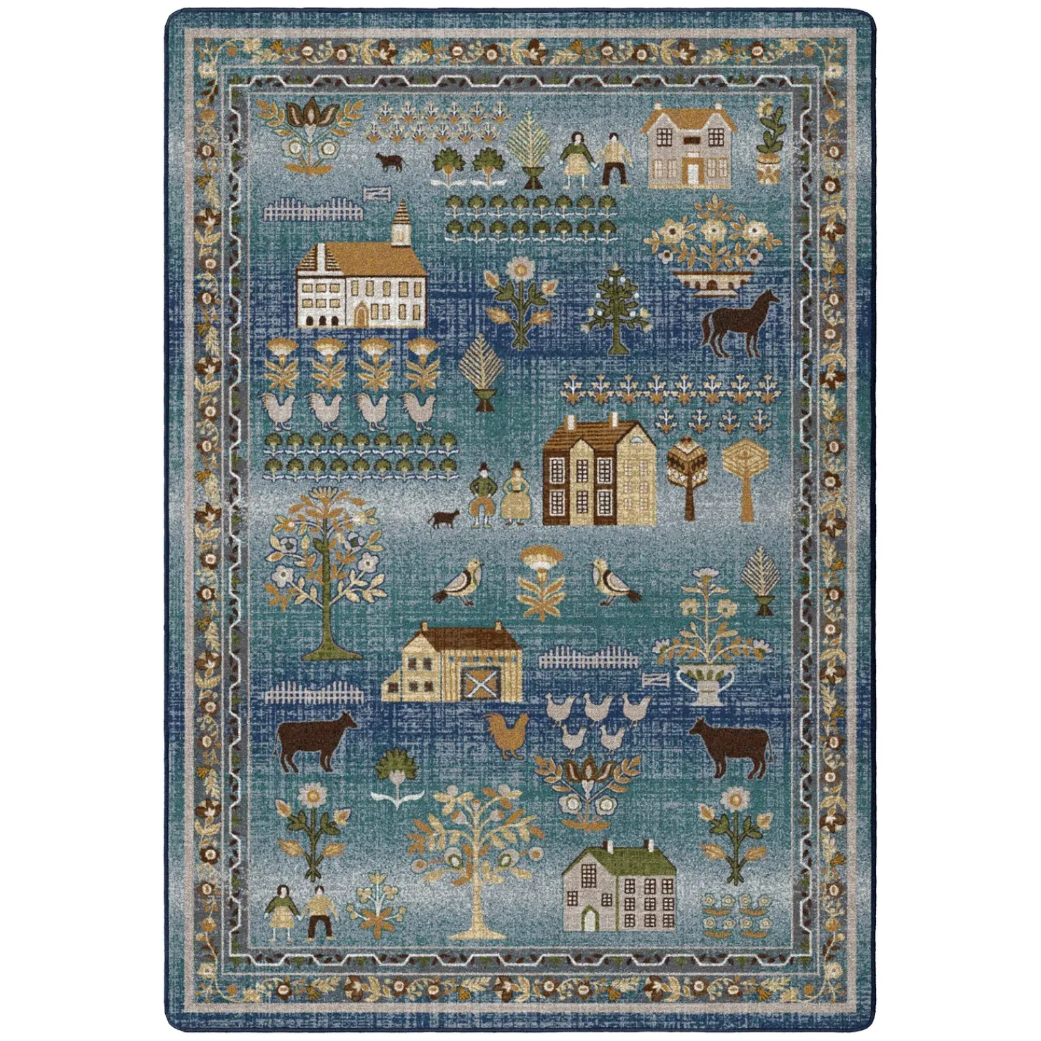 Plow & Hearth Area Rugs>Grafton EnduraStran Folk Art Rug, 5'4" x 7'8"
