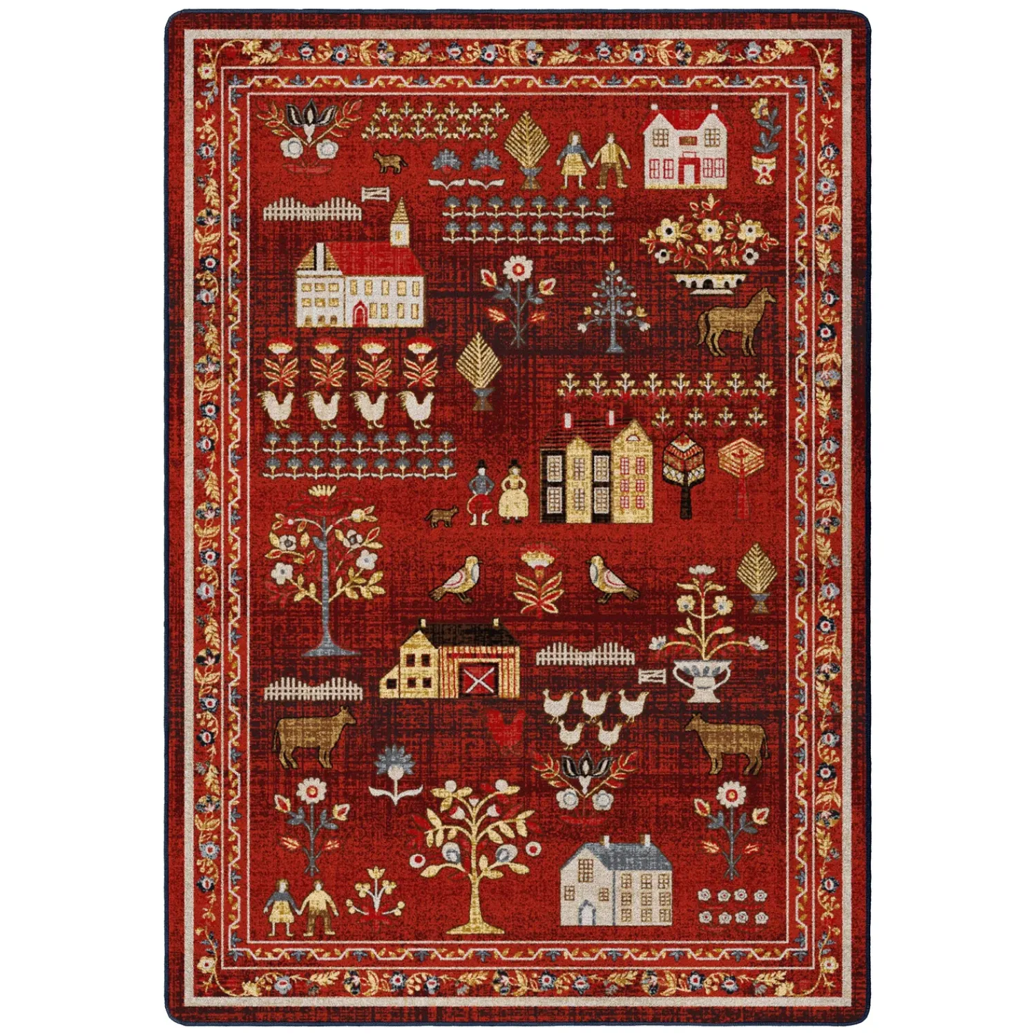 Plow & Hearth Area Rugs>Grafton EnduraStran Folk Art Rug, 7'8" x 10'9"