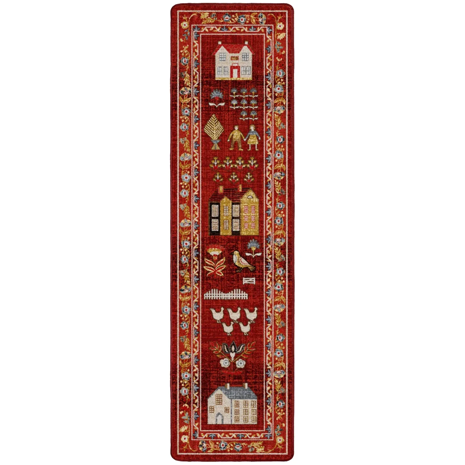 Plow & Hearth Runners>Grafton EnduraStran Folk Art Rug, 2'1" x 7'8" Runner